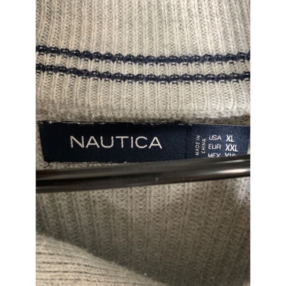 Nautica Mens Gray Ribbed Shawl Collar Sweater XL - Picture 6 of 8